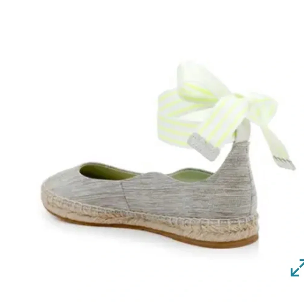 ZAC Zac Posen Vinca Gray Ballet Flat Espadrille With Ribbon Ankle Tie Size 7 NIB